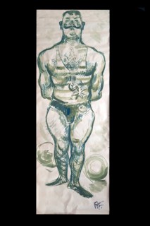 Original caricature, Berlin milieui from the 1940s, by artist Rudolf Führmann, 1909 to 1976,