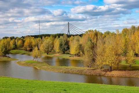 Wesel, Lower Rhine, North Rhine-Westphalia, Germany - autumn on the Lippe, trees with colorful