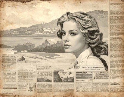 Grunge old public newspaper, texture background wallpaper illustration, vintage tattered yellow