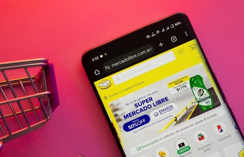 Dhaka, Bangladesh- 23 June 2025: A smartphone displaying the Mercado Libre website with a shopping