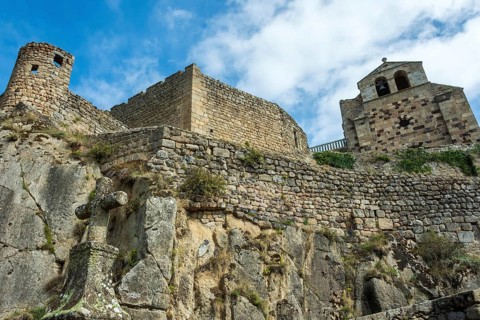 Saint Andre de Chalencon village. Castle and Chapel of Chalencon. Haute Loire. Auvergne Rhone Alpes