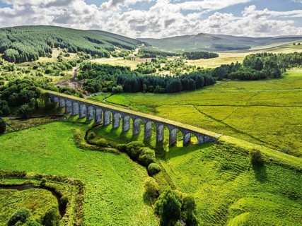 Shankend Viaduct from a drone, Hawick, Scottish Borders, Scotland, UK