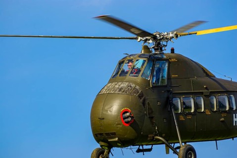 A Sikorsky S-58C transport helicopter in the colours of the German Army with the registration