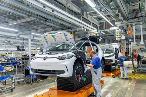 Electric car production in the assembly halls of VW in Zwickau, Zwickau, Saxony, Germany