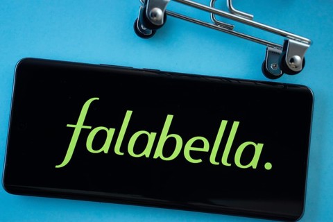 Dhaka, Bangladesh- 03 Oct 2025: Smartphone screen showing the Falabella. logo with shopping cart