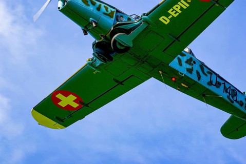 A Pilatus P-2 of Pilatus Flugzeugwerke AG with the registration D-EPII during a flight