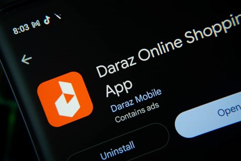 Dhaka, Bangladesh- 03 Oct 2025: Screen displaying Daraz app with open and uninstall options, dark
