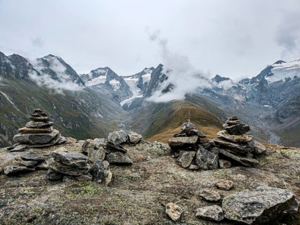 Panoramic view from the Hohe Mut over the Mutsattel and the Rotmoostal to the Gurglkamm in the