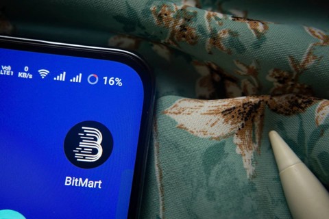 Dhaka, Bangladesh- 07 May 2025: BitMart app icon is seen on smartphone