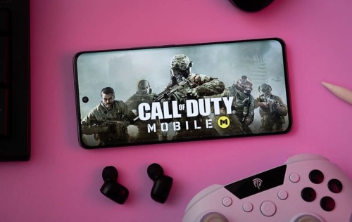 Dhaka, Bangladesh- 06 Sep 2025: A close-up of a gamepad with the Call of Duty Mobile seen on