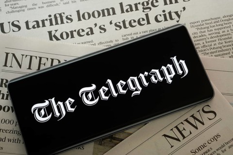 Dhaka, Bangladesh - 18 March 2025: The logo of the telegraph is displayed on a smartphone screen