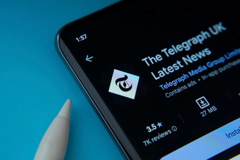 Dhaka, Bangladesh- 18 March 2025: The telegraph app from Google Playstore is displayed on a