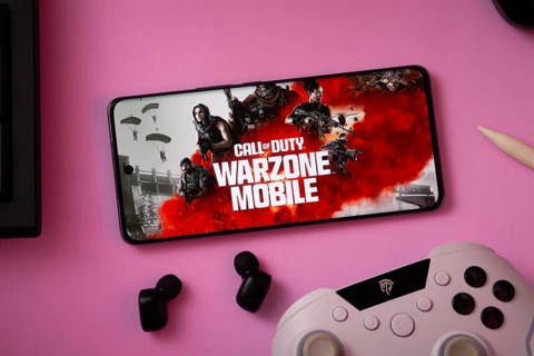 Dhaka, Bangladesh- 06 Sep 2025: A close-up of a gamepad with the Call of duty warzone mobile seen