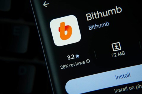 Dhaka, Bangladesh- 27 July 2025: Bithumb app from Google Playstore is displayed on a smartphone