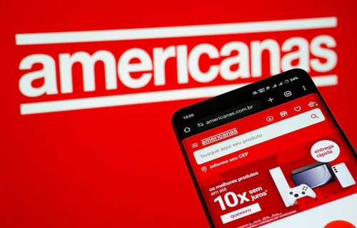 Dhaka, Bangladesh- 03 July 2025: Smartphone displaying Americanas web interface against americanas