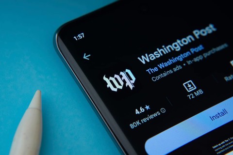 Dhaka, Bangladesh- 18 March 2025: The Washington post app from Google Playstore is displayed on a