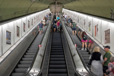 Escalators in the underground, Munich, Bavaria, Germany