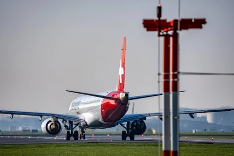 Amsterdam Schiphol Airport, Aalsmeerbaan runway, 18L-36R, Swiss, aircraft on the runway,