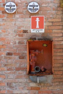 Alarm signals for fire alarm and water connection for fire department, Giudecca Island, Veneto,