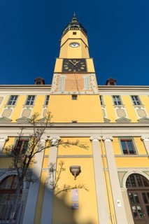 Town Hall Tower with clock, Bautzen, Upper Lusatia, Saxony, Germany