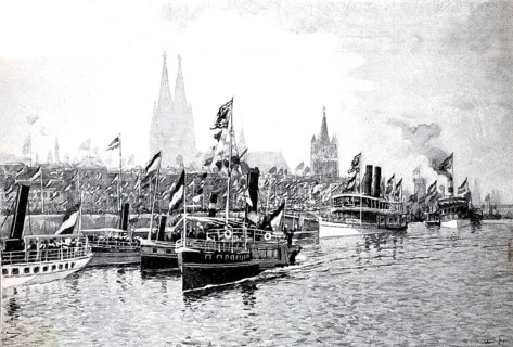 Kaiser Wilhelm visits the Rhineland in 1891, departure of the emperor from Cologne to Bonn,