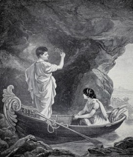 Greek idyll, authentic, digitally restored reproduction from a 19th century model, exact date of