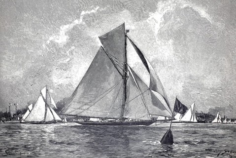 The imperial yacht Meteor in the port of Kiel, first of a series of imperial racing yachts by