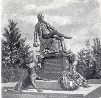 Jung Bismarck monument at Rudelsburg in Thuringia, Germany, authentic, digitally restored