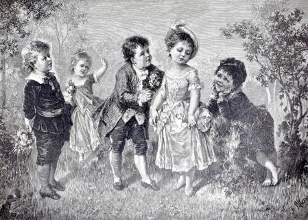 Congratulations on the children's birthday party, several children congratulate the elegant little