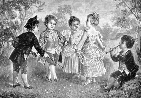 Dance lessons, teach children about classical ballroom dancing, 1891, authentic, digitally restored
