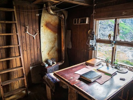 Inside Lyngstuva lighthouse, at northernmost point of Lyngen peninsula, Lyngen, Norway