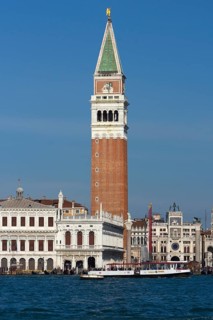 St Mark's Campanile, blue sky, Venice, Veneto, Italy