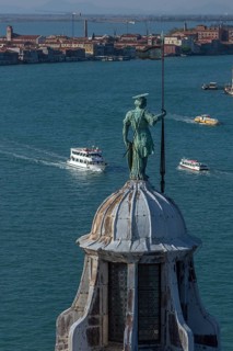 Bronze statue on the church of San Giorgio Maggiore, Venice, Veneto, Italy