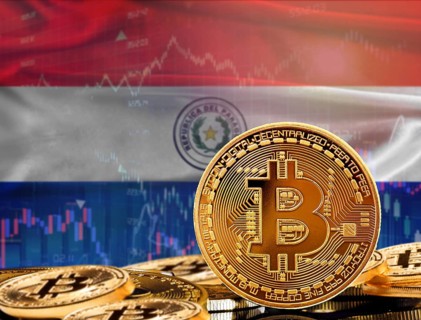 Investors in cryptocurrency and Blockchain Technology in Paraguay, Concept. Bitcoin with Paraguay