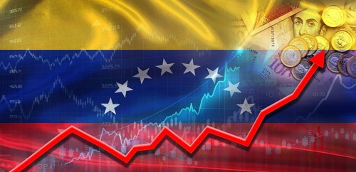 Venezuela financial growth on market graph. Venezuela economic growth on financial graph