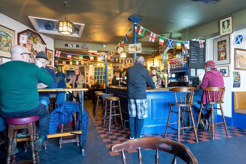Pub interior The Dolphin public house, the Barbican, city of Plymouth, Devon, England, UK