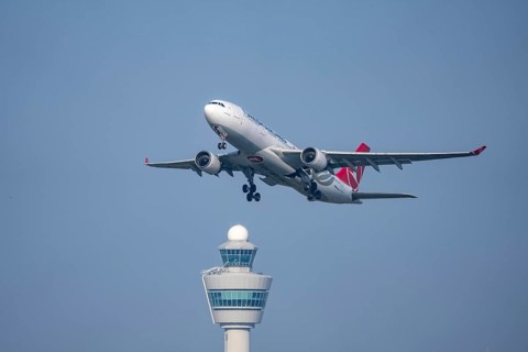Turkish Airways Airbus A330 aircraft takes off from Kaagbaan runway, 06/24, at Amsterdam Schiphol