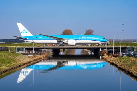 Taxiway bridge over a canal near Hoofddorp, on the Polderbaan, a runway in the west of Amsterdam
