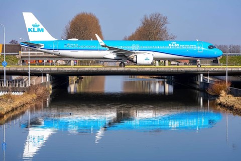 Taxiway bridge over a canal near Hoofddorp, on the Polderbaan, a runway in the west of Amsterdam