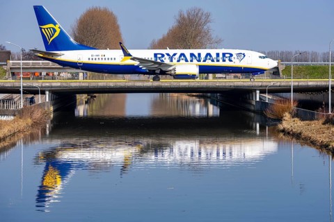 Taxiway bridge over a canal near Hoofddorp, on the Polderbaan, a runway in the west of Amsterdam