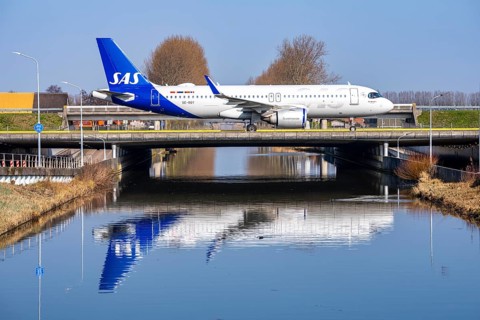 Taxiway bridge over a canal near Hoofddorp, on the Polderbaan, a runway in the west of Amsterdam