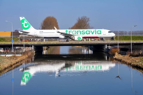 Taxiway bridge over a canal near Hoofddorp, on the Polderbaan, a runway in the west of Amsterdam