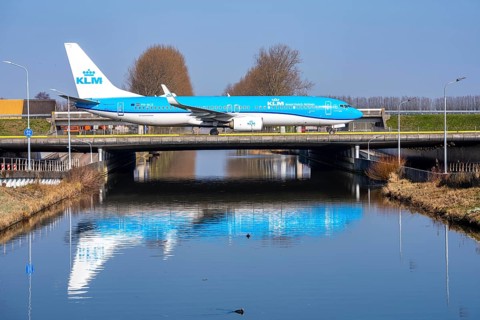 Taxiway bridge over a canal near Hoofddorp, on the Polderbaan, a runway in the west of Amsterdam