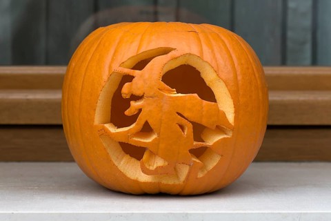 Witch carved from a pumpkin for Halloween, Venice, Italy