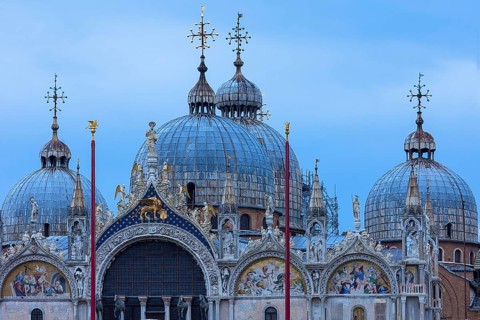 Domes of the Basilica di San Marco in the early morning, Venice, Veneto, Italy