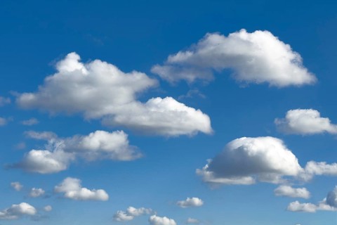 Classic low clouds cluster clouds typical cumulus with a clear lower limit on blue sky,