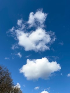 Medium-high white clouds Cumulus fractus torn ragged cluster clouds without a sharp lower limit on