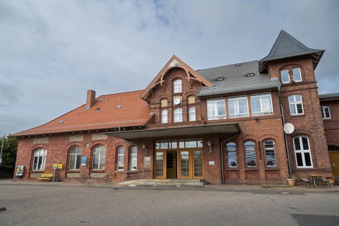 Station, listed building, Sassnitz, Rügen, island, Baltic Sea, Mecklenburg-Western Pomerania,