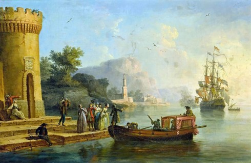 Claude Joseph Vernet (14 August 1714 - 3 December 1789), French painter, here his work, View of a