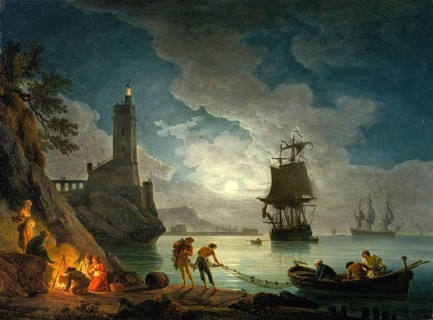 Claude Joseph Vernet (14 August 1714 - 3 December 1789), French painter, here his work, A Harbor in
